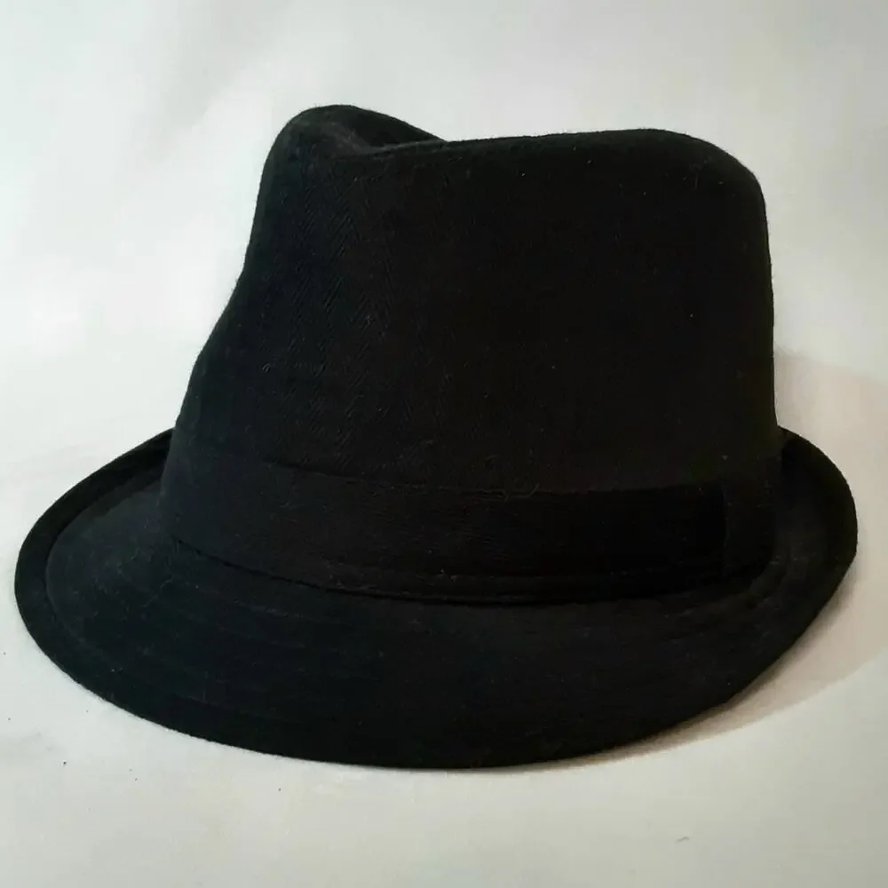 Men’s Black 100% Cotton Twill Lightweight Trilby Hat Medium Large
